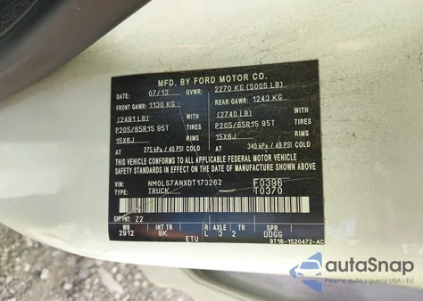 2013 Ford Transit Connect Xl z USA, uszkodzony, nr VIN NM0LS7ANXDT173262